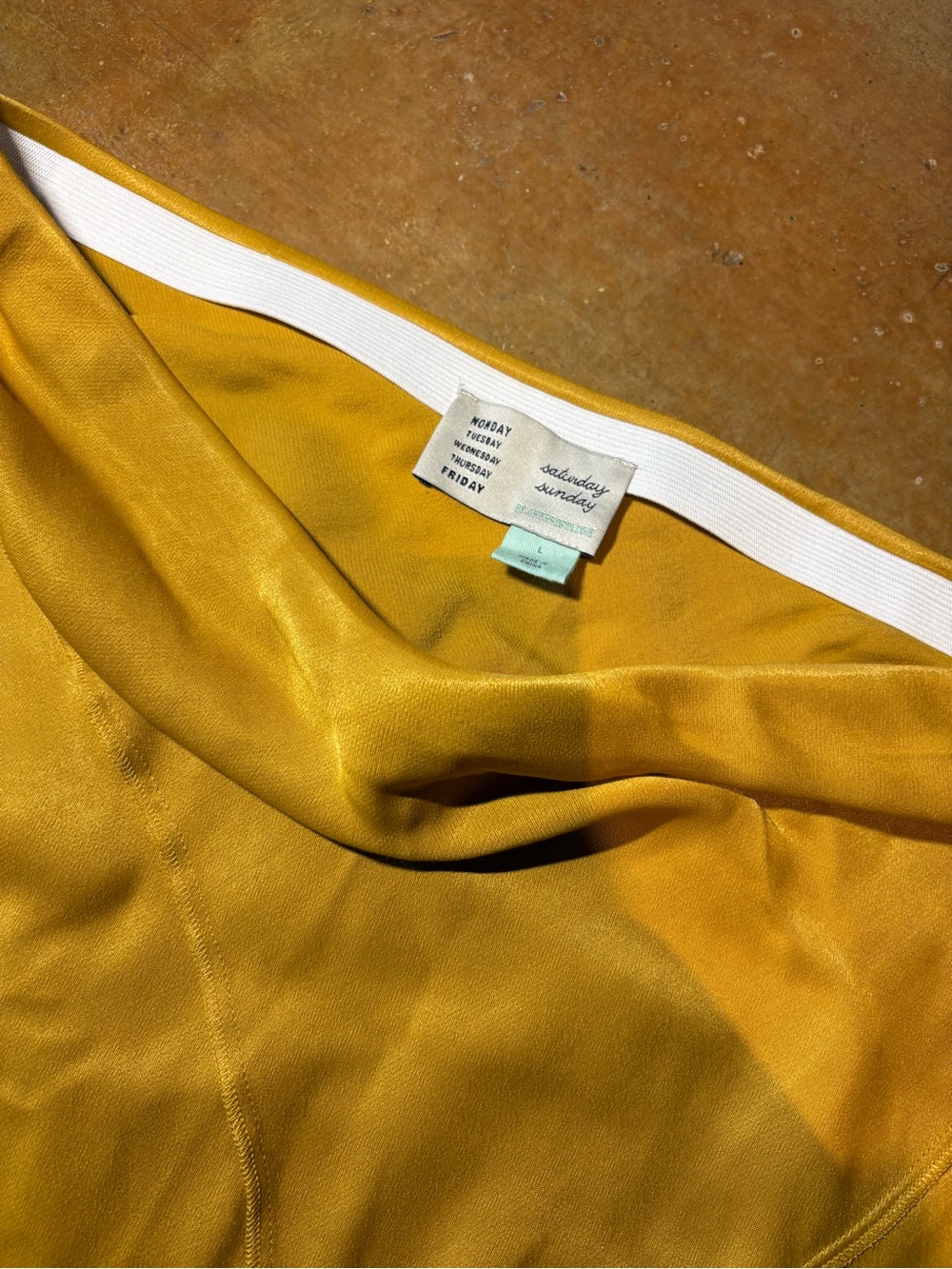 Anthropologie Golden Yellow Satin Midi Skirt - Picture 3 of 3